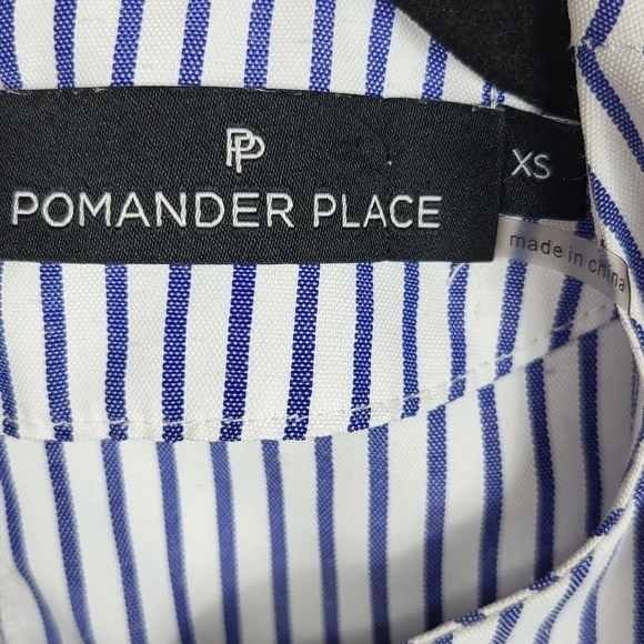 Pomander Place Tuckernuck Preppy Feminine Quinn Tiered Mini Dress Blue Stripe XS - Picture 14 of 16
